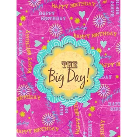Carolines Treasures 28 x 40 in. Happy Birthday The Big Day Pink Flag Canvas House Size SB3002CHF